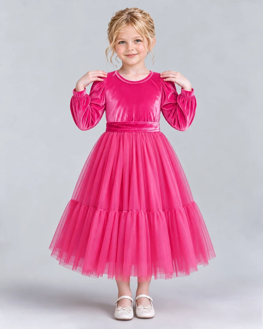 Hot Pink Ball Gown Girls Formal Dress Front