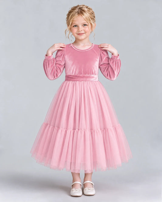 Pink Ball Gown Girls Formal Dress Front