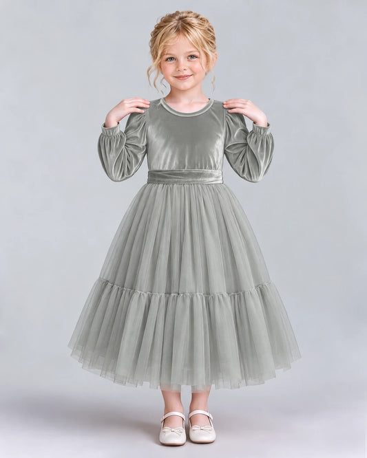 Silver Ball Gown Girls Formal Dress Front