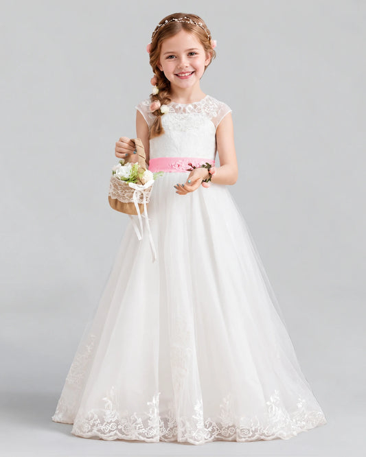 Pink Ball Gown Flower Girl Dress Front