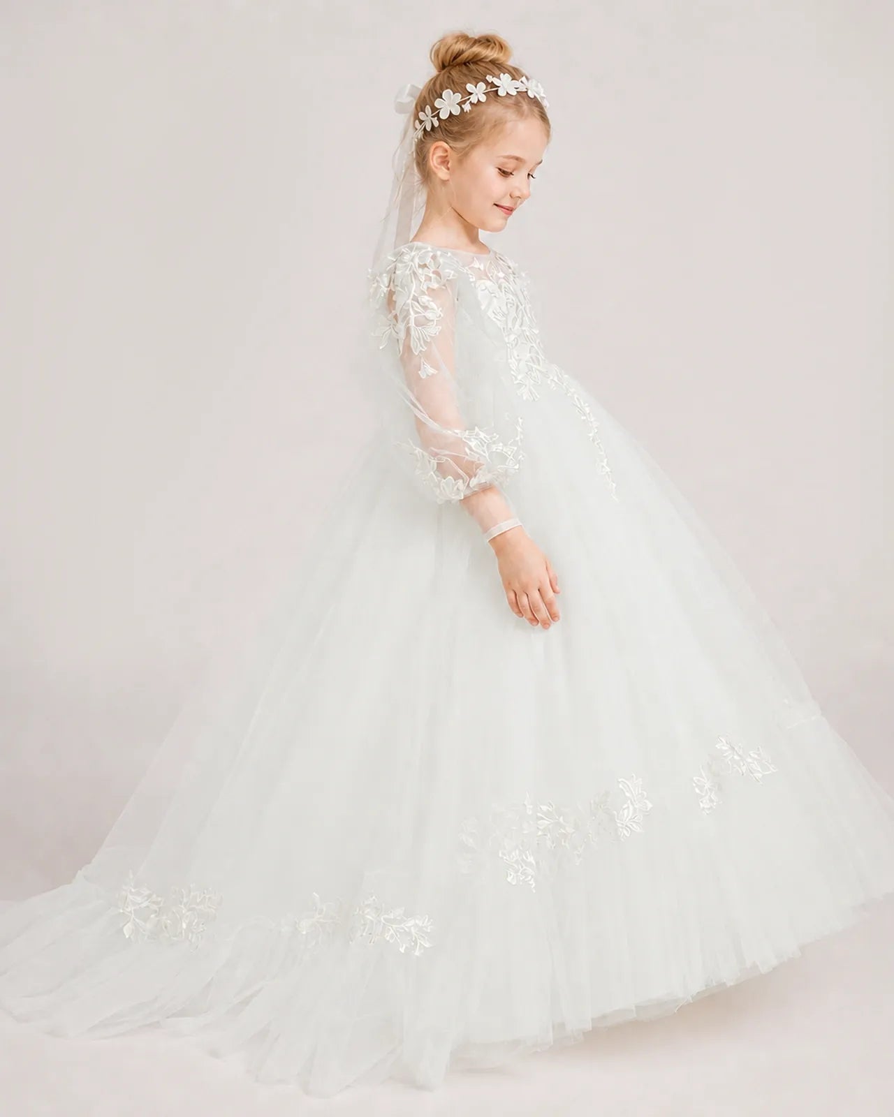 Ivory Tulle Ball Gown First Communion Dress Side View