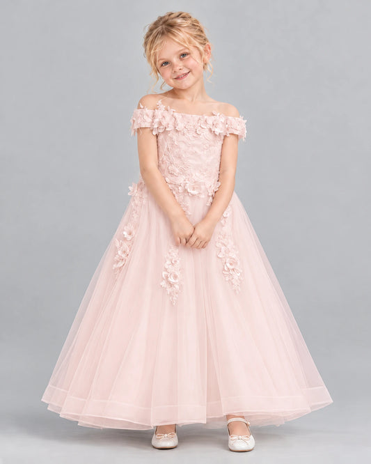 Blush Pink Ball Gown Girls Formal Dress Front