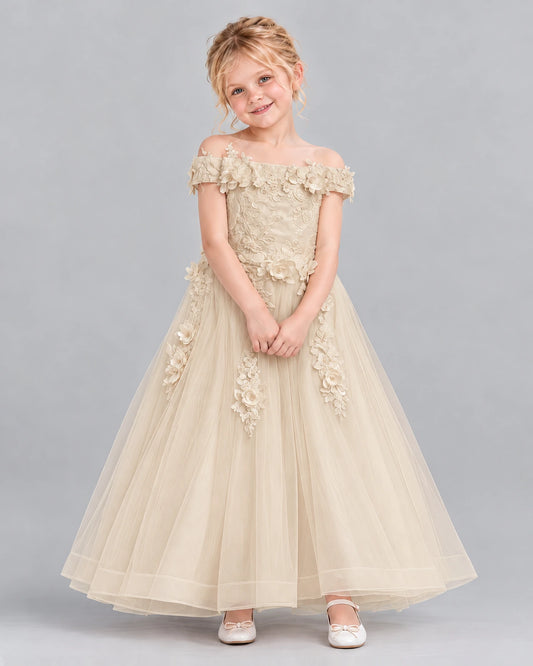 Champagne Ball Gown Girls Formal Dress Front