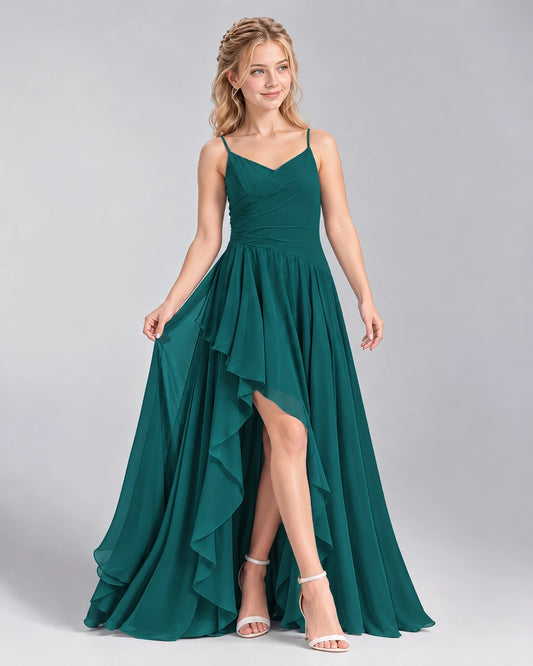 Peacock A-line Junior Bridesmaid Dress Front