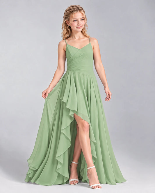 Sage Green A-line Junior Bridesmaid Dress Front