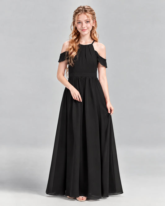 Black A-line Junior Bridesmaid Dress Front