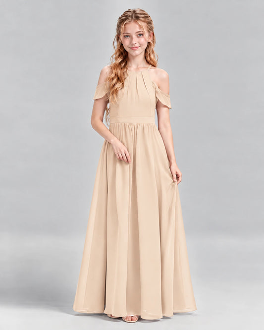 Peach A-line Junior Bridesmaid Dress Front