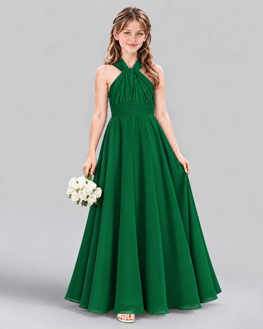 Dark Green A-line Junior Bridesmaid Dress Front