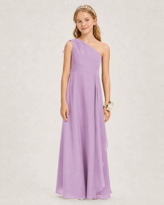 Lilac Chiffon A-line Junior Bridesmaid Dress Front View