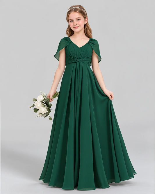 Dark Green A-line Junior Bridesmaid Dress Front