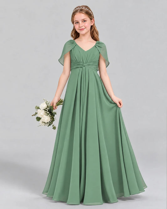 Eucalyptus A-line Junior Bridesmaid Dress Front