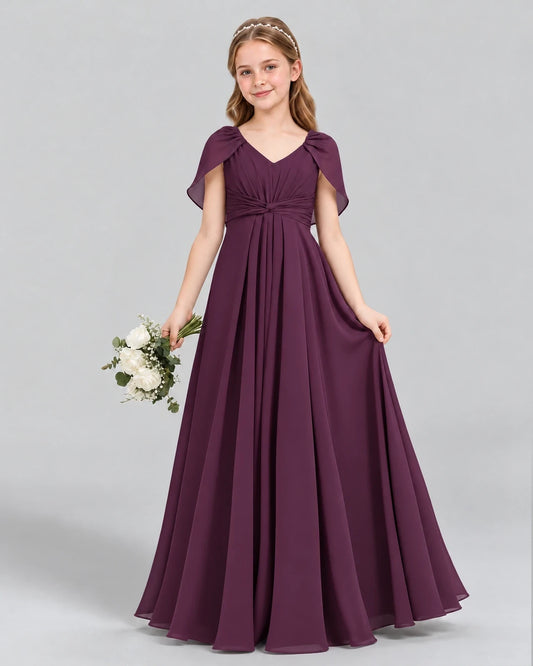 Grape A-line Junior Bridesmaid Dress Front