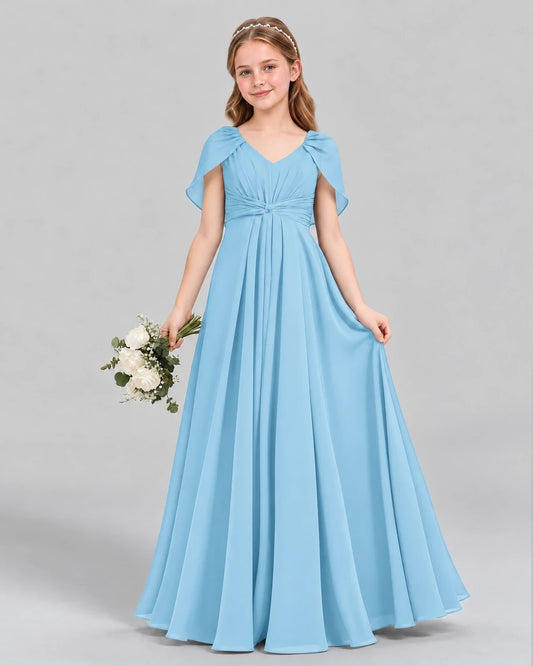 Sky Blue A-line Junior Bridesmaid Dress Front
