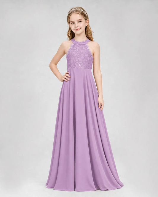 Lilac A-line Junior Bridesmaid Dresses Side