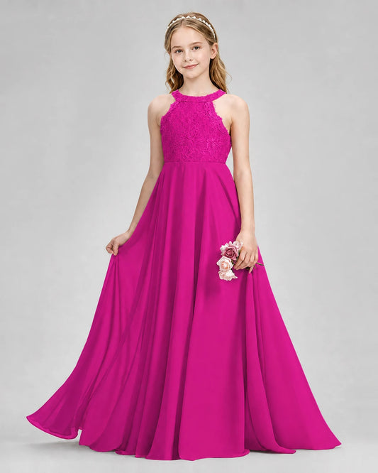 Hot Pink A-line Junior Bridesmaid Dresses Front