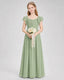 Dideyttawl Chiffon Junior Bridesmaid Dress with Ruched Bodice & Ruffle Sleeves