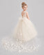 Champagne Flower Girl Dress Backless Lace Tulle Ball Gown Side View