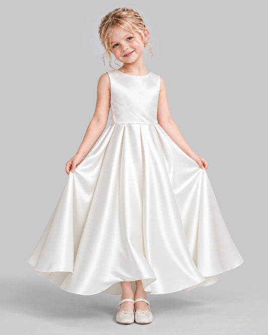 White Ball Gown Flower Girl Dress Front