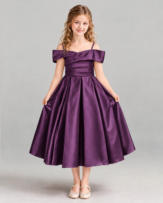 Grape A-line Junior Bridesmaid Dress Front