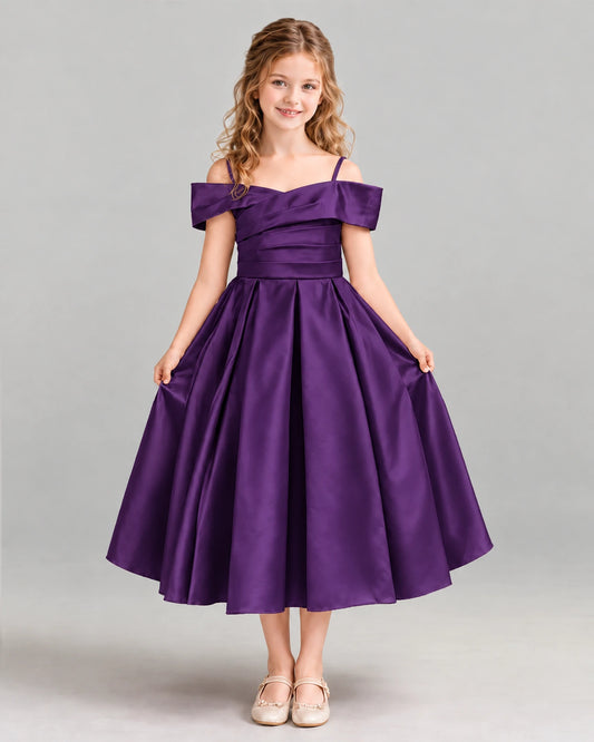 Purple A-line Junior Bridesmaid Dress Front