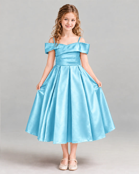 Sky Blue A-line Junior Bridesmaid Dress Front