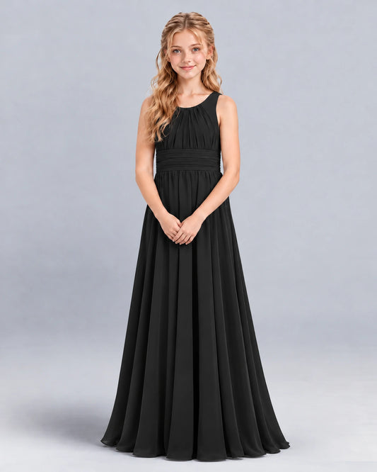 Black A-line Junior Bridesmaid Dress Front