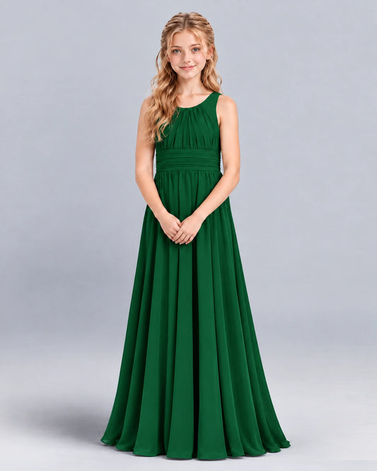 Dark Green A-line Junior Bridesmaid Dress Front