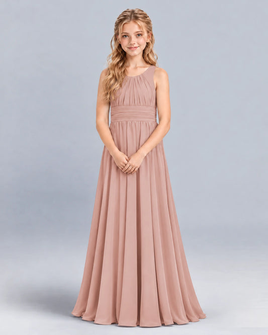 Dusty Rose A-line Junior Bridesmaid Dress Front
