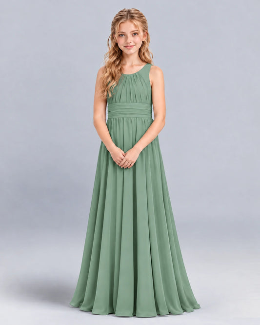 Eucalyptus A-line Junior Bridesmaid Dress Front