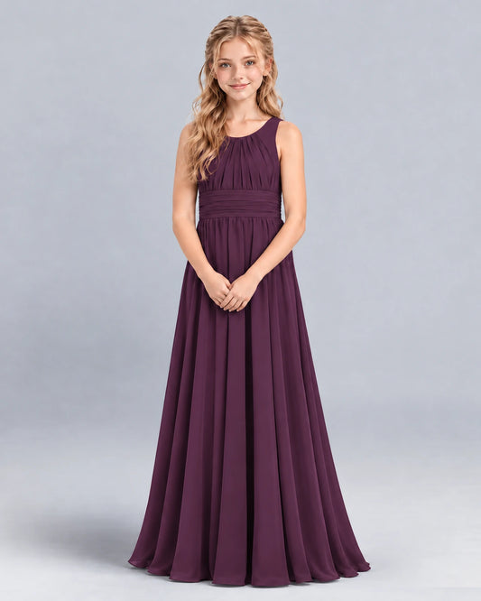 Grape A-line Junior Bridesmaid Dress Front