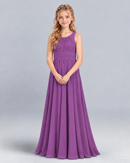 Purple A-line Junior Bridesmaid Dress Front