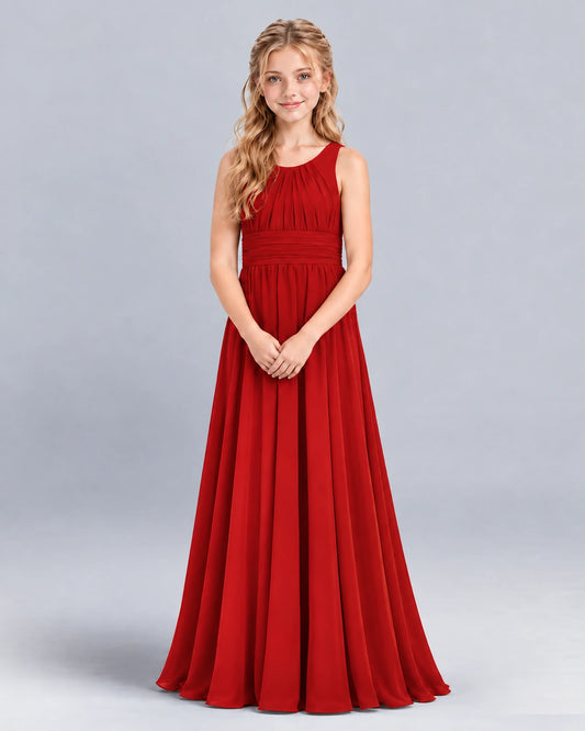 Red A-line Junior Bridesmaid Dress Front