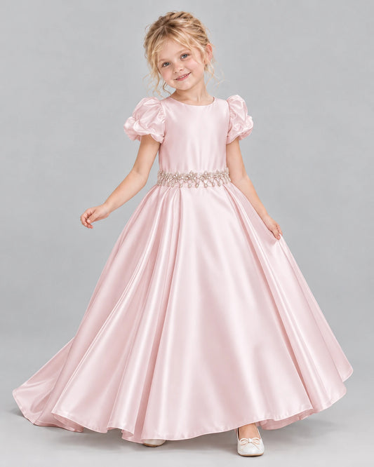 Blush Pink Ball Gown Girls Formal Dress Front