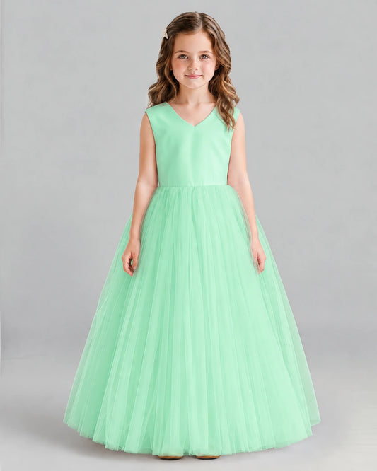 Mint Green Ball Gown Flower Girl Dress Front
