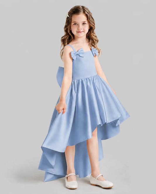 Dusty Blue Flared Flower Girl Dresses Side