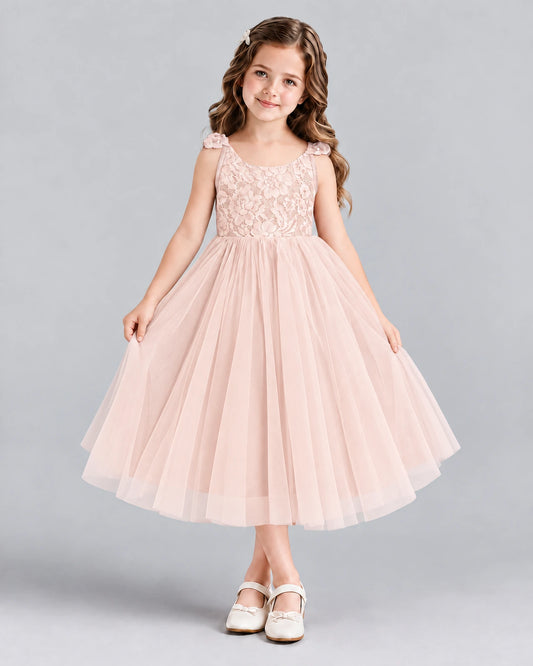 Blush Pink Ball Gown Girls Formal Dress Front