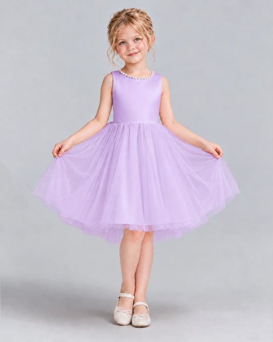 Lilac Ball Gown Flower Girl Dress Front