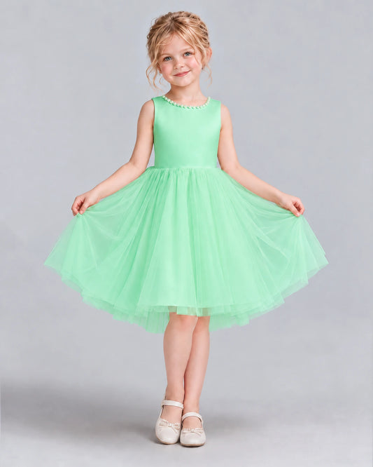 Mint Green Ball Gown Flower Girl Dress Front