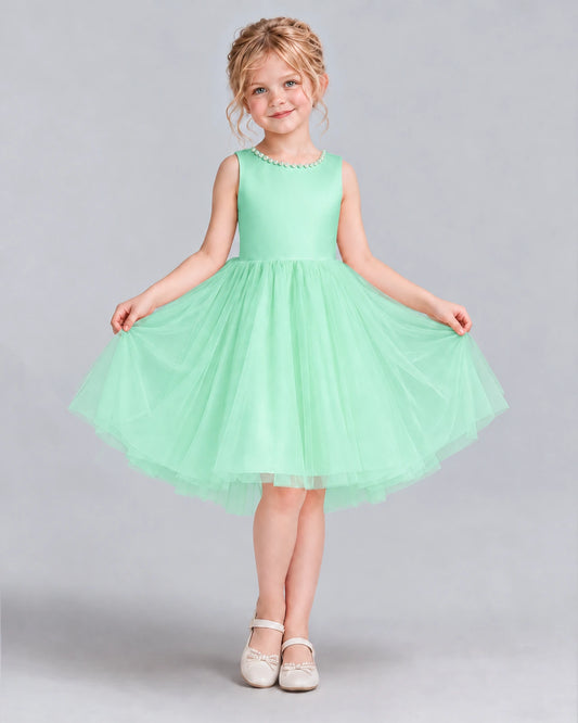 Turquoise Ball Gown Flower Girl Dress Front