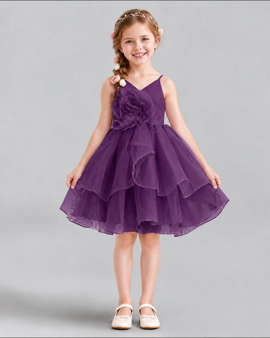 Grape A-line Girls Formal Dress Front