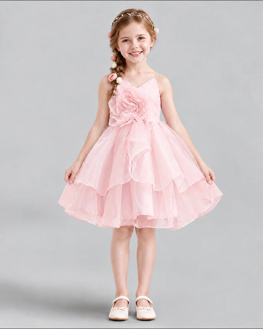 Pink A-line Girls Formal Dress Front