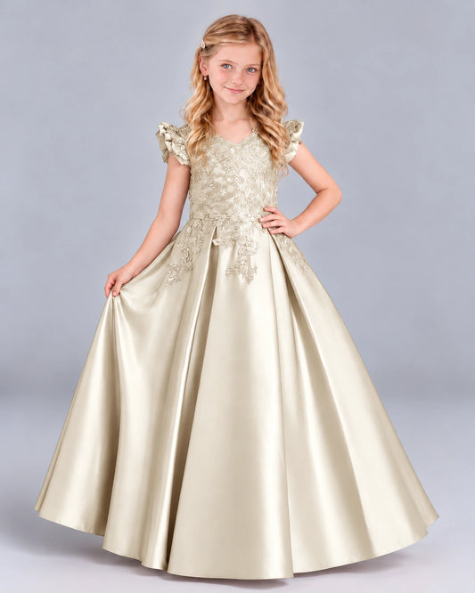 Champagne Ball Gown Girls Formal Dress Front