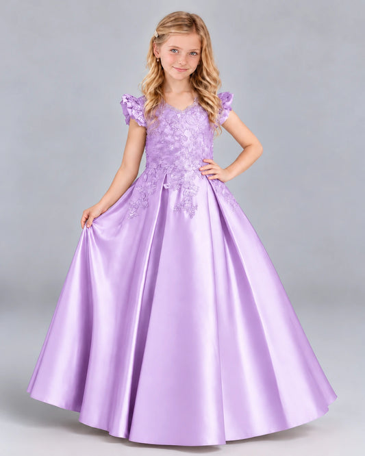 Lilac Ball Gown Girls Formal Dress Front