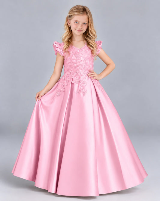 Pink Ball Gown Girls Formal Dress Front