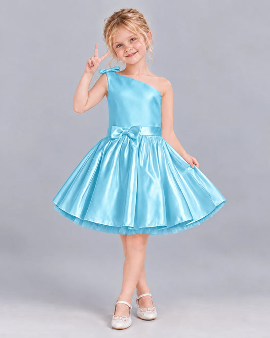 Sky Blue A-line Girls Formal Dress Front