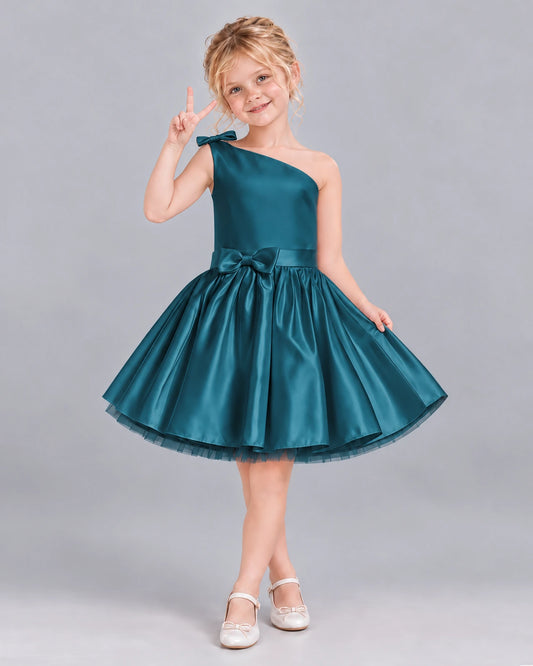 Teal A-line Girls Formal Dress Front