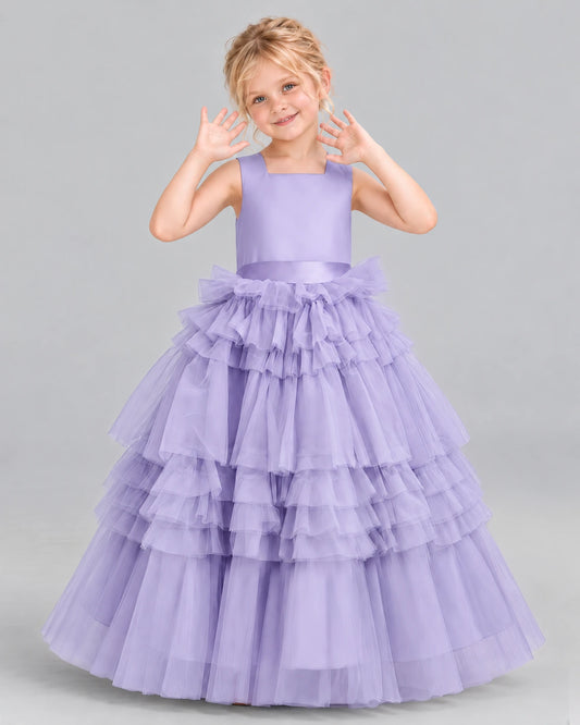 Lavender Ball Gown Girls Pageant Dress Front