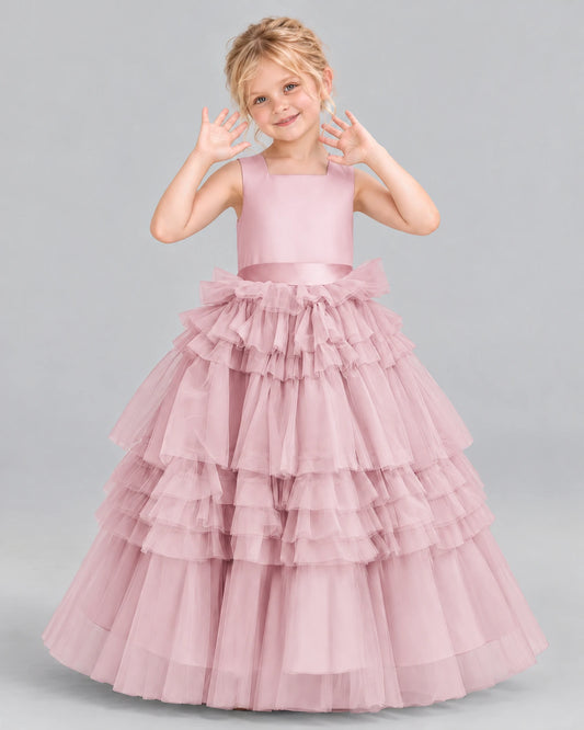 Pink Ball Gown Girls Pageant Dress Front