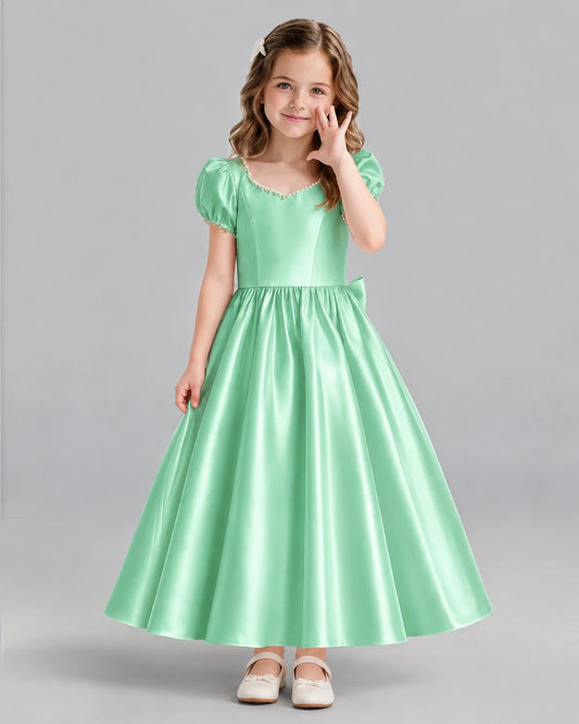 Mint Green Ball Gown Girls Formal Dress Front