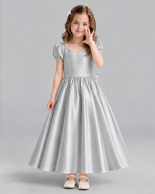 Silver Ball Gown Girls Formal Dress Front